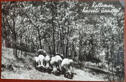 1959-as futott képeslap: Húsvét