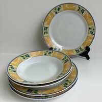 5 db Sárga alapon kék virágos német porcelán tányér - AML