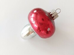 Old glass Christmas tree ornament with polka dots red mushroom glass ornament