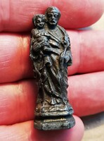 Antique mini metal saint Antal figurine