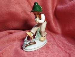 Little boy playing the flute, nipp, ornament