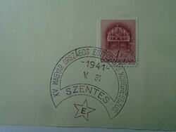 ZA451.78 Emlékbélyegzés -XV. Magyar Országos Eszperantó Kongresszus  1941  Szentes