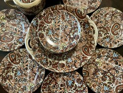 Altwien porcelán aranyozott desszertes teás készlet perzsa mintás gyönyörű
