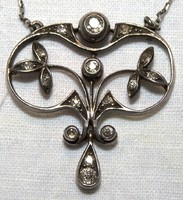 Art Nouveau handmade necklaces embellished with antique gold & silver diamonds