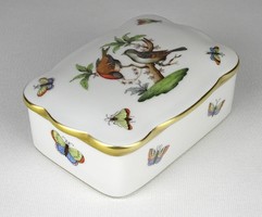 1M501 Nagyméretű madaras Rothschild mintás Herendi porcelán bonbonier