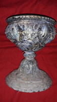 Antique pewter silver patina cup goblet with a rich embossed pattern can be used as a flower vase 16 x 10 cm as shown in the pictures