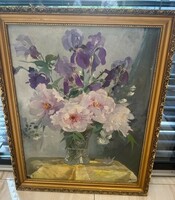 Szánthó Mária (1897-1998) festménye. Mezei virágcsendélet Olajfestmény. Jelzett, eredeti alkotás!