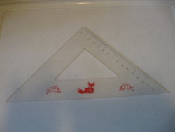 Retro plastic triangle ruler with fox and bunny.