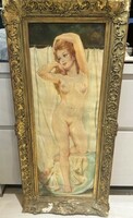 Szánthó Mária (1897-1998) festménye. Női Akt. Olajfestmény, vászon alapon. Jelzett, eredeti alkotás!