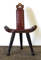 1M701 old small carved three-legged chair