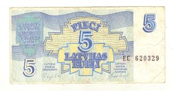 5 rubel rubli 1992 Lettország 3.