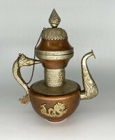Antique Handcrafted Silver Beaten Copper Tibetan Nepalese Dragon Jug - China Tibet Nepal - Auction!!