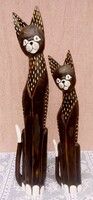 Native, tribal sculpture series from Indonesia. Cats with spotted pattern. Original craftsmanship.