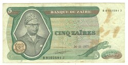 5 zaires 1977 Zaire 3.