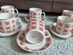 Hollóházi 6 coffee cups with a rare old star pattern