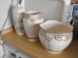 Majolica vase, kaspók - marked telmex rt - hand painted, art nouveau style, large sizes