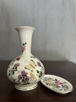 Zsolnay Pillangós váza + gyűrűtartó