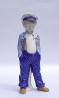 Német porcelán figura GDR Lippelsdorf Hilla Peyk zenész fiú