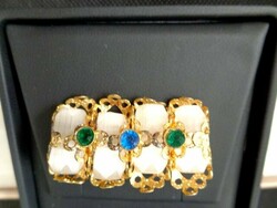 Brooch with old white and colored decorative stones