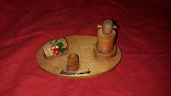 Régi szuvenírboltos BALATON emlék fa kisplasztika asztal / polcdísz szép állapotban a képek szerint