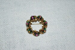 Beautiful Gold-Plated Brooch with Iridescent Glass Stones