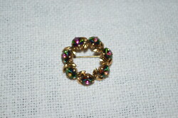 Wonderfully beautiful fire-gilded brooch with iridescent glass stones