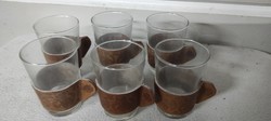 6 Personal schnapps/short drink set with leather cup holders