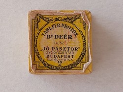 Régi patikai gyógyszeres doboz Dr. Deér Jó Pásztor Gyógyszertár Budapest