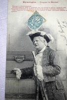 Antique humorous photo postcard of a gentleman in baroque clothes