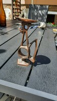 Retro  kakasos iparművész bronz gyertyatartó