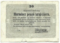 30 harmincz pengő krajczárra 1849 nem csillagos