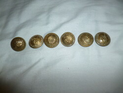 6 antique copper railway clothing buttons