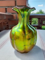 ZSOLNAY eozinmázas antik váza, sérült