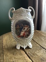 Antik osztrák gyöngyház fényű kis porcelán váza