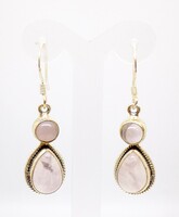 Silver dangling earrings with rose quartz stones (zal-ag112283)