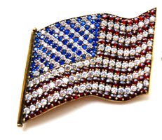 USA zászló gránátköves bross