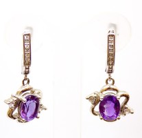 Silver dangling earrings with amethyst stones (zal-ag112066)