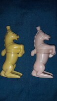 Pair of retro paper shop plastic horse figures, formerly scented eraser holders as shown in the pictures