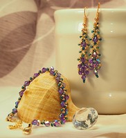 Handmade jewelry set, purple-gold color