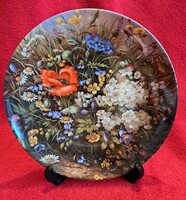 Floral porcelain decorative plate, wall plate (m3843)