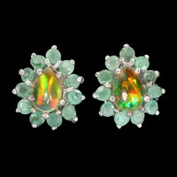 Real fire opal emerald with 925 sterling silver
