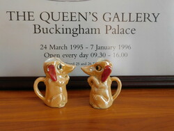 Antique figural luster-glazed coffee cream pourers in a pair - dachshunds