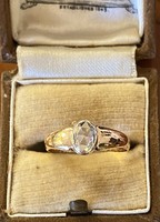 Régi 19. Századi 14 karátos arany gyűrű,hollandirózsa csiszolású gyémánttal!