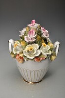 Porfin  Cluj-Napoca Kolozsvári porcelán virágos váza, asztalközép, 30 cm, sérült