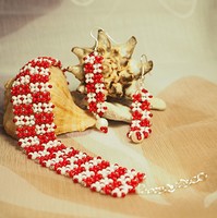 Handmade jewelry set, earrings with bracelet