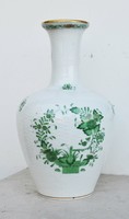Herendi váza 28 cm zöld Apponyi, kosárfonatos