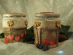 Christmas rustic glass container