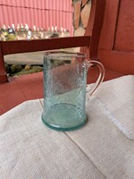 Rare turquoise beautiful Karcagi berekfürdő veil glass cracked veil beer mug