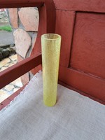 Beautiful yellow veil glass, Karcagi, Berekfürdői 25.5 High fiber vase vase for flowers mid-century