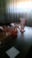 Pink glass objects 4 pcs